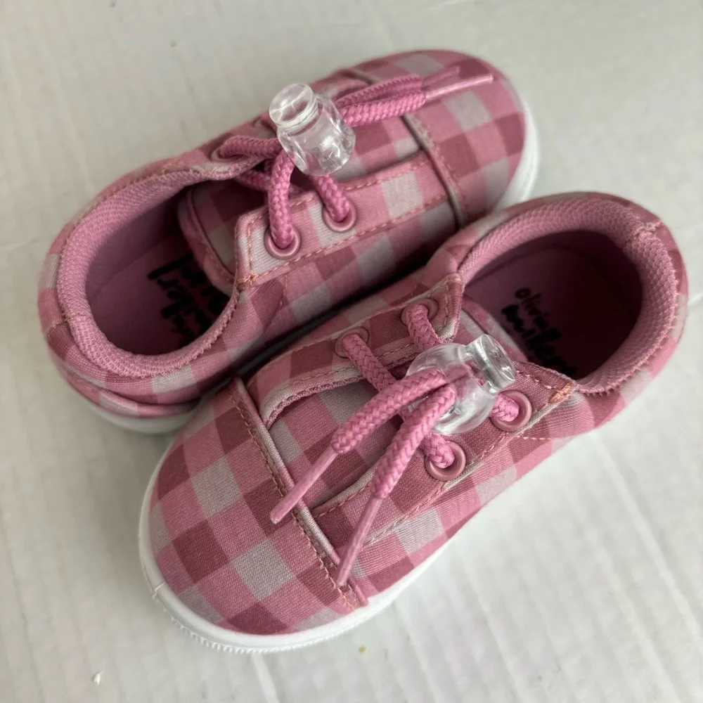 Olivia Miller-Infant Girls Plaid Sneakers w/toggle tie-Baby 5-NWOT